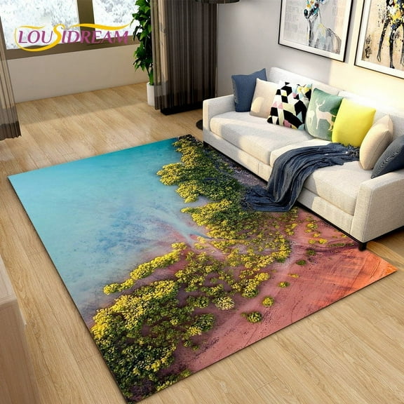 3D Ocean Seawater Beach Water Scenery Area Rug Carpet Rug for Living Room Bedroom Sofa Doormat ration Kid Nonslip Floor Mat