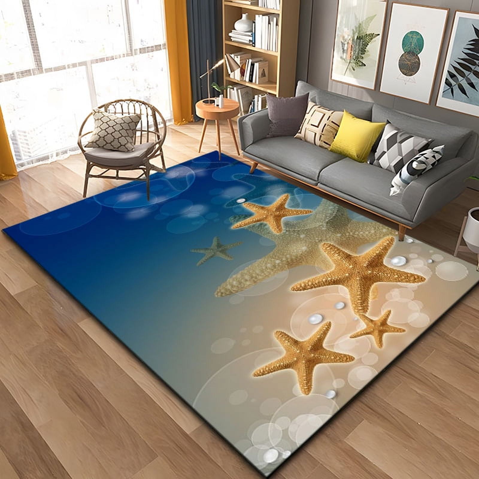 3D Ocean Star Beach Water Scenery Area Rug Carpet Rug for Living Room ...