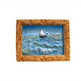 thumbnail image 1 of 3D Oil Painting Style Fridge Magnets Set Of 6, Miniature Landscape/Flower/Seascape Sculptures With Gold Frames, Decorative Refrigerator Magnets For Kitchen, Office, School, Art, 1 of 3