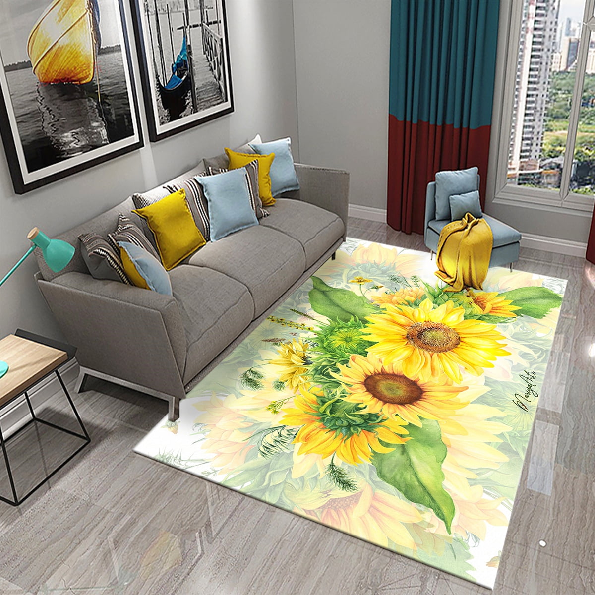 3D Oil Painting Sunflowers Carpet Rugs Living Room Bedroom Kitchen