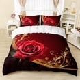thumbnail image 1 of 3D Oil Red Rose Duvet Cover Set, Beautiful Rose Bedding Set for Girls Women Bedroom Decor,Romantic Moemnt Comforter Cover,Love Flowers Duvet Cover,3 PCS,1 Quilt Cover 2 Pillowcases, 1 of 4