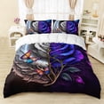 thumbnail image 1 of 3D Oil Rose Duvet Cover Set, Boho Moon and Butterfly Bedding Set for Girls,Women,Grey Purple Rose Comforter Cover,3-Piece,1 Quilt Cover + 2 Pillowcases,Soft Microfibre,All Season, 1 of 4