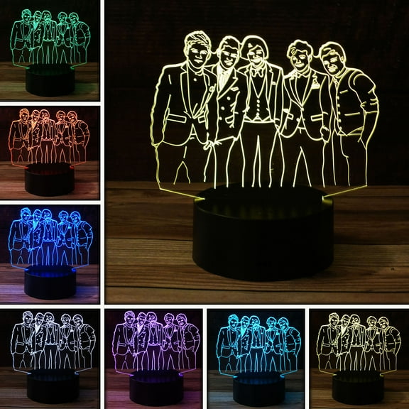 3D One Direction Desk Light - 7 Color LED Lamp Base with USB or Battery and Touch control Rotating Fade or Solid Color mode. Makes a perfect Nightlight for Kids or Unique Gift for any age.
