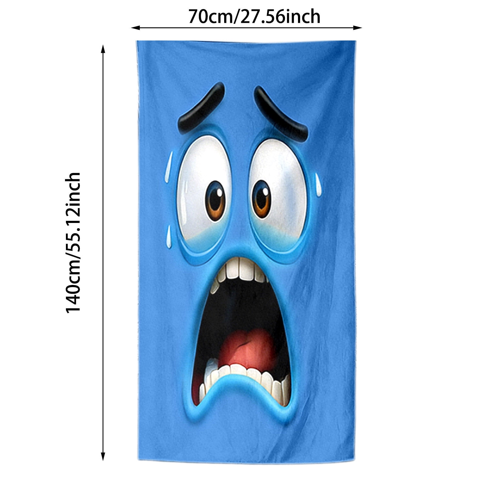 3D Optical Cartoon Face Expression Beach Towel Large Summer Casual ...