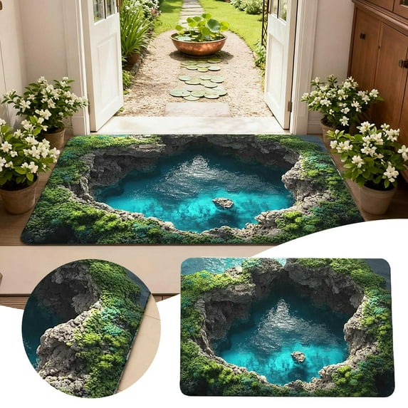 3D Optical Diatomite Bath Mat Non- Fast Drying Mat for Bath Tub Bathroom Floor Super Absorbent Diatomaceous Earth Shower Mats 16"x24"