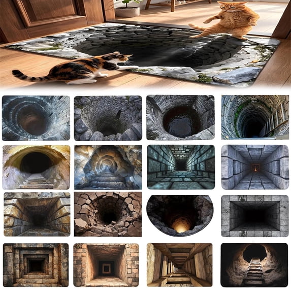 3D Optical Illusion All-Weather Doormat,Front Door Mat Indoor Outdoor Entrance, Easy Clean Patio Porch Entryway Mat, Optical Illusion Rug Ground Crack Illusion Rug 3D Rugs - 16"x24"-#9
