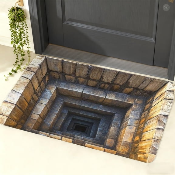 3D Optical Illusion All-Weather Doormat,Front Door Mat Indoor Outdoor Entrance, Easy Clean Patio Porch Entryway Mat, Optical Illusion Rug Ground Crack Illusion Rug 3D Rugs,