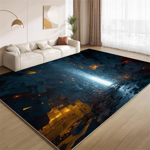 3D Optical Illusion Area Rugs, Abstract Hole Pattern Carpet, Washable Non Slip Low Pile Soft Rug for Living Room Bedroom Decor Mat 5x8ft
