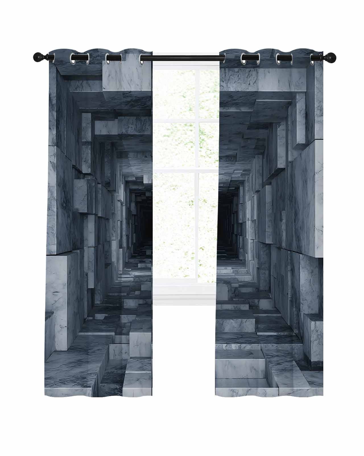 Visual Trap 3D Optical Illusion Blackout Curtains 84 Inches Length, Visual Trap ...
