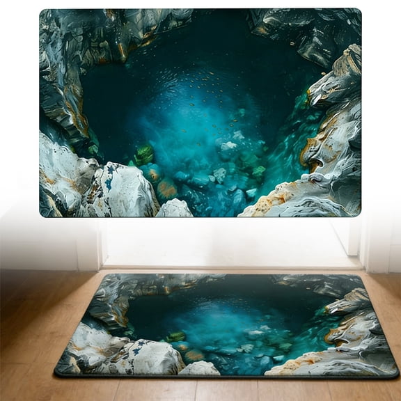 3D Optical Illusion Checkered Door Mat for Entryway, Country Farmhouse Non Water Absorbent Soft Cushioned Rug, Easy Clean Indoor Outdoor Mat, 12x16 Inch, Green, By Preplabs