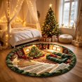 thumbnail image 1 of 3D Optical Illusion Christmas Round Rug, Non-Slip Washable Carpet with Christmas Tree Living Room Print for Living Room, Bedroom and Entryway Holiday Decor, 19.69 Inch, 1 of 8