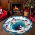 thumbnail image 1 of 3D Optical Illusion Christmas Round Rug, Non-Slip Washable Carpet with Snowman Ice Pond Print for Living Room, Bedroom and Entryway Holiday Decor, 19.69 Inch, 1 of 8
