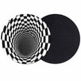 thumbnail image 1 of 3D Optical Illusion Coasters Set of 2, Absorbent Coasters for Drinks, Black White Checkered Plaid Visual Trap Coaster for Desk Coffee Table Protection, Home Decor House Warming Gifts 4", 1 of 8