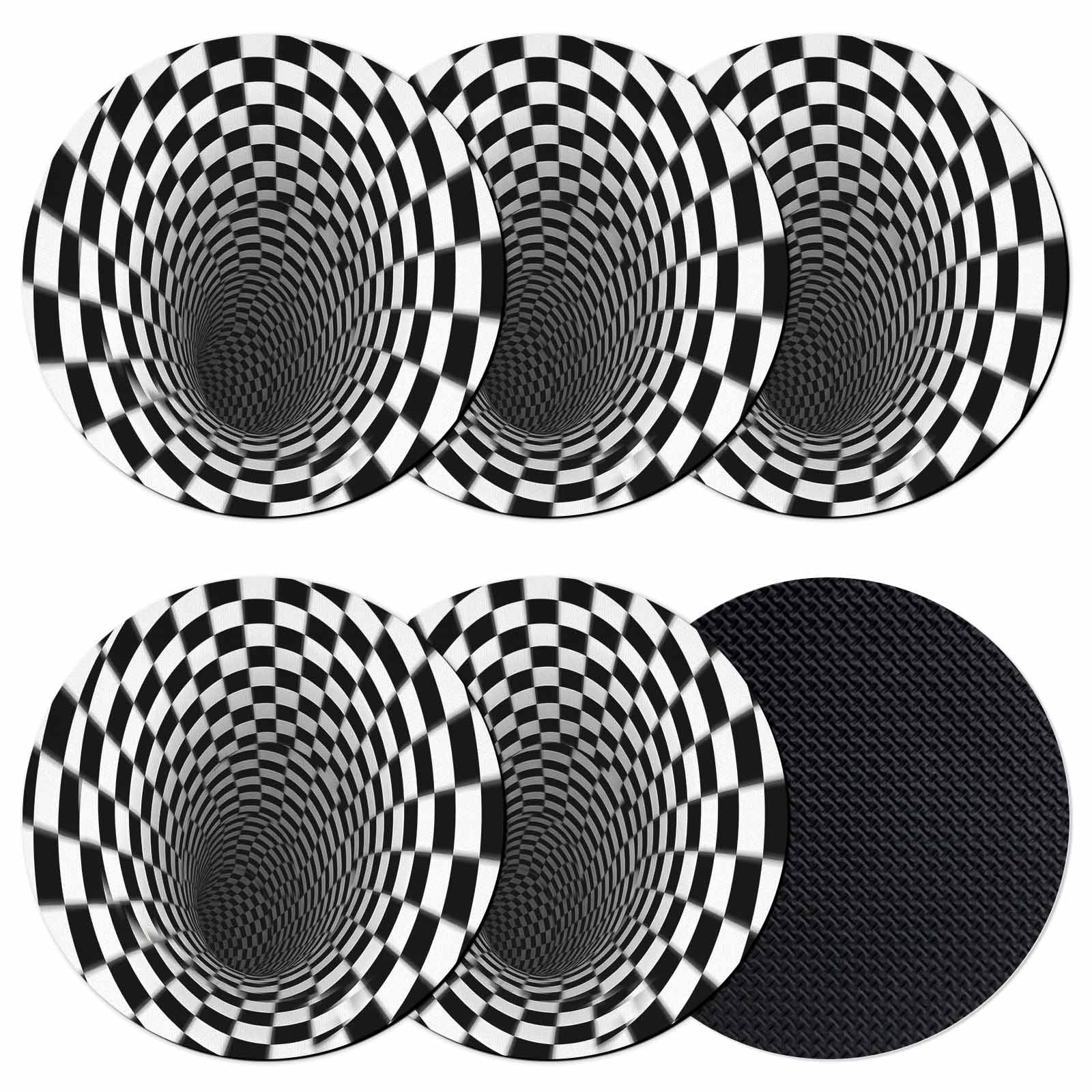Visual Trap 3D Optical Illusion Coasters Set of 6, Absorbent Coasters for Drinks ...