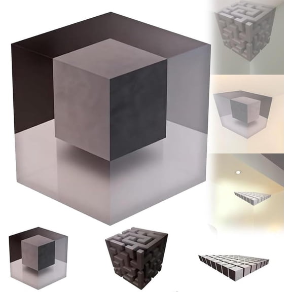 3D Optical Illusion Corner Wall Decal – Wall Art That Reshapes Reality,Large Removable Peel and Stick Stereoscopic Geometric Cube Sticker,Modern Abstract Home Decor for Living Room Office Dorm(#A)