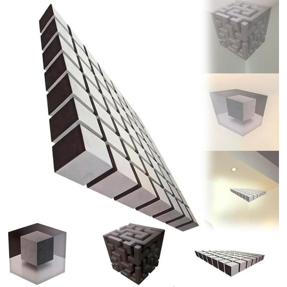 3D Optical Illusion Corner Wall Decal – Wall Art That Reshapes Reality,Large Removable Peel and Stick Stereoscopic Geometric Cube Sticker,Modern Abstract Home Decor for Living Room Office Dorm(#C)