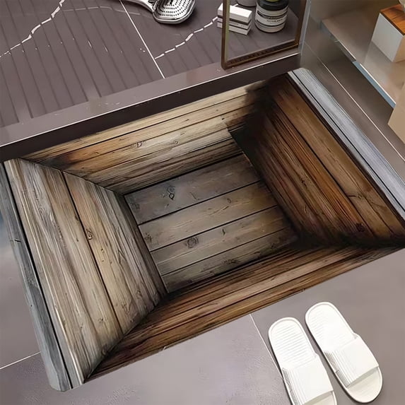 3D Optical Illusion Doormat, Non-Slip Absorbent Entrance Mat for Front Door, Indoor Outdoor Water-Absorbing Decorative Door Mat, 16x24 Inch