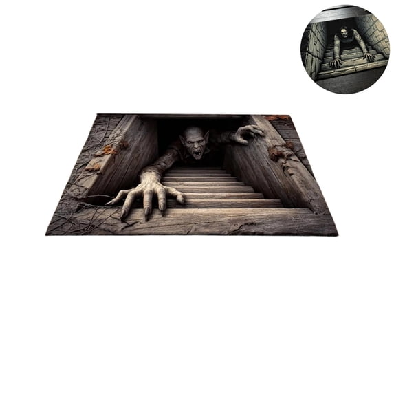 3D Optical Illusion Halloween Doormat, Print Front Door Rug, Non Slip Floor Mat for Halloween Home Porch Indoor Outdoor Decor