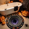 thumbnail image 1 of 3D Optical Illusion Halloween Rug Spooky Hole Pumpkin Ghost Printed Circular Floor Mat Non Slip Decorative Round Doormat For Entryway Bedroom Halloween Party, 1 of 5