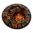 thumbnail image 1 of 3D Optical Illusion Halloween Rug Spooky Hole Pumpkin Ghost Printed Circular Floor Mat Non Slip Decorative Round Doormat For Entryway Bedroom Halloween Party, 1 of 3