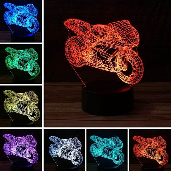 3D Optical Illusion Lamp, Ducati Desk Light - 7 Color LED Lamp Base with USB or Battery and Touch control Rotating Fade or Solid Color mode. A Nightlight for Kids, Gift for any age.