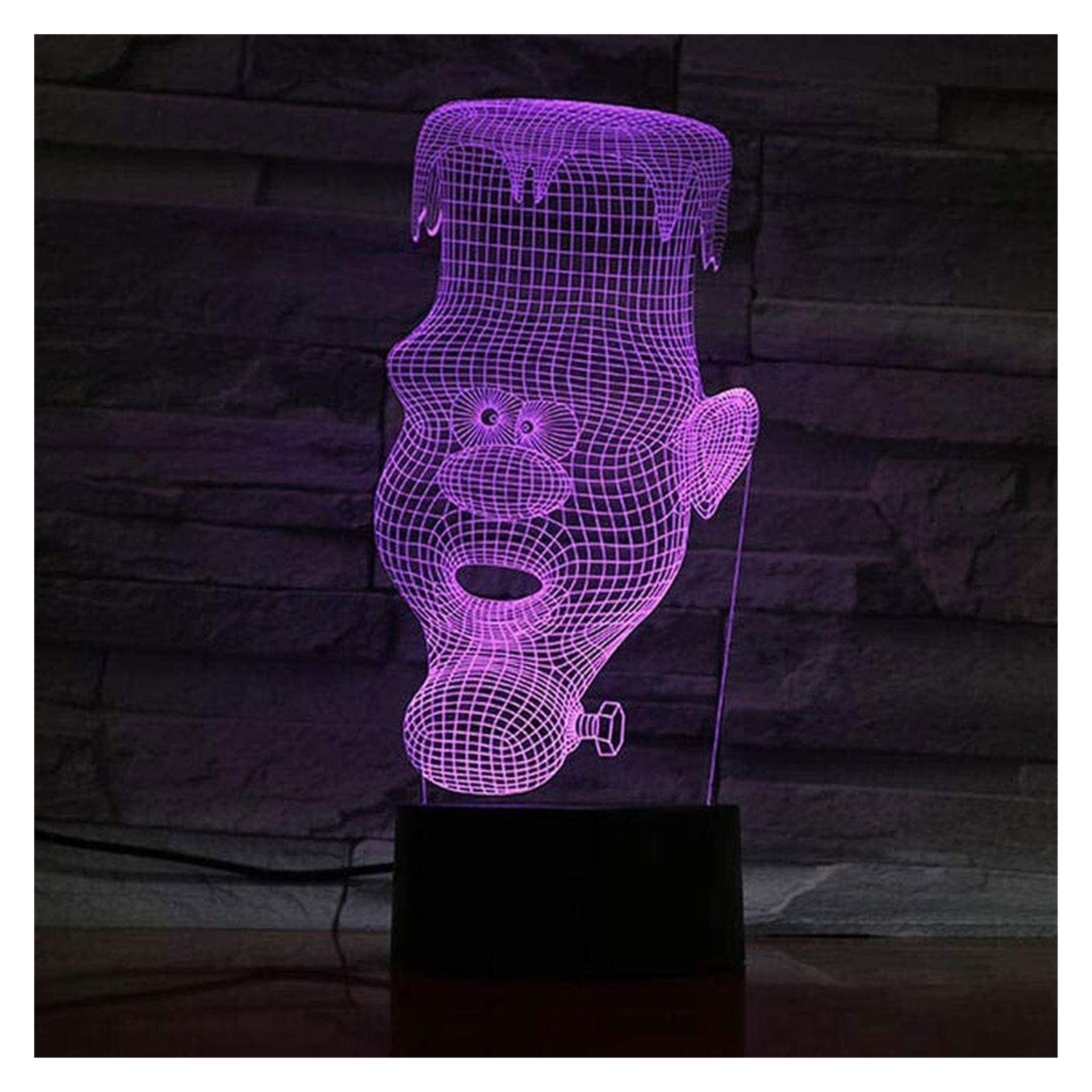 3D Optical Illusion Night Light Human Head 7 Color Changing Night