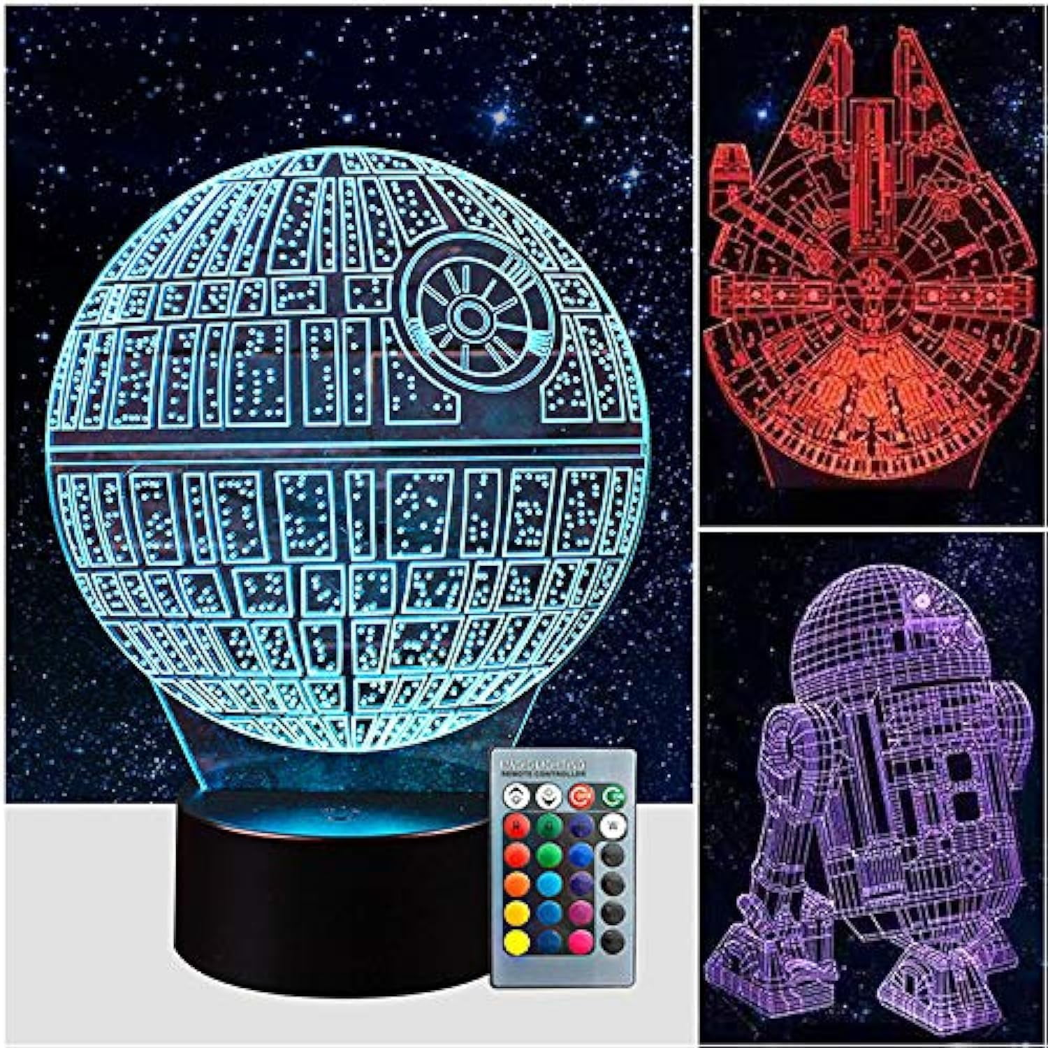 3D Optical Illusion Night Light, Visual Creative LED Desk Lamp Touch Control and Remote Control 16 Colors Dimmable Change USB Powered for Home Decorations or Holiday Gifts Birthday Gifts