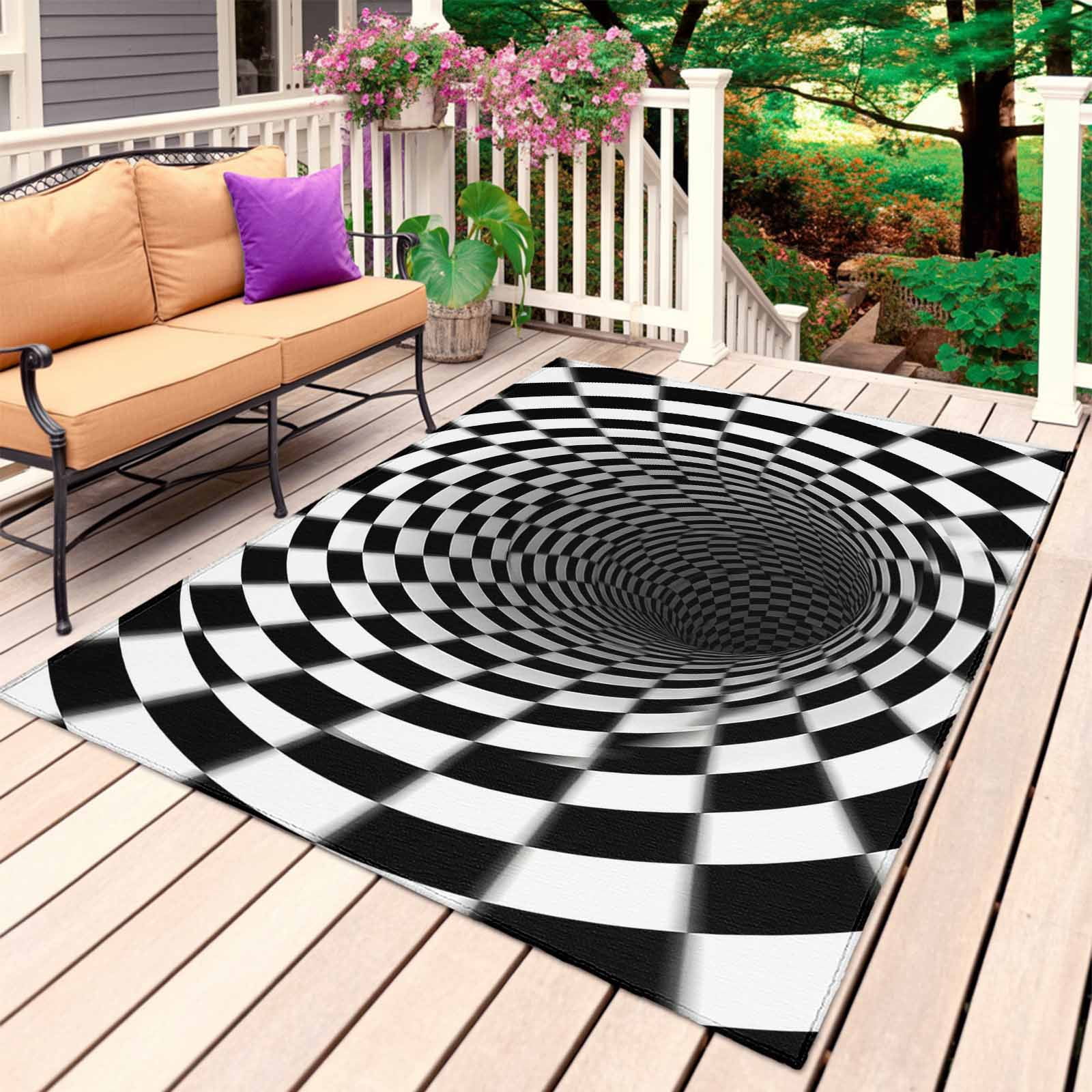 3D Optical Illusion Outdoor Rug 3x5 Ft, Non Slip Washable Area Rug ...