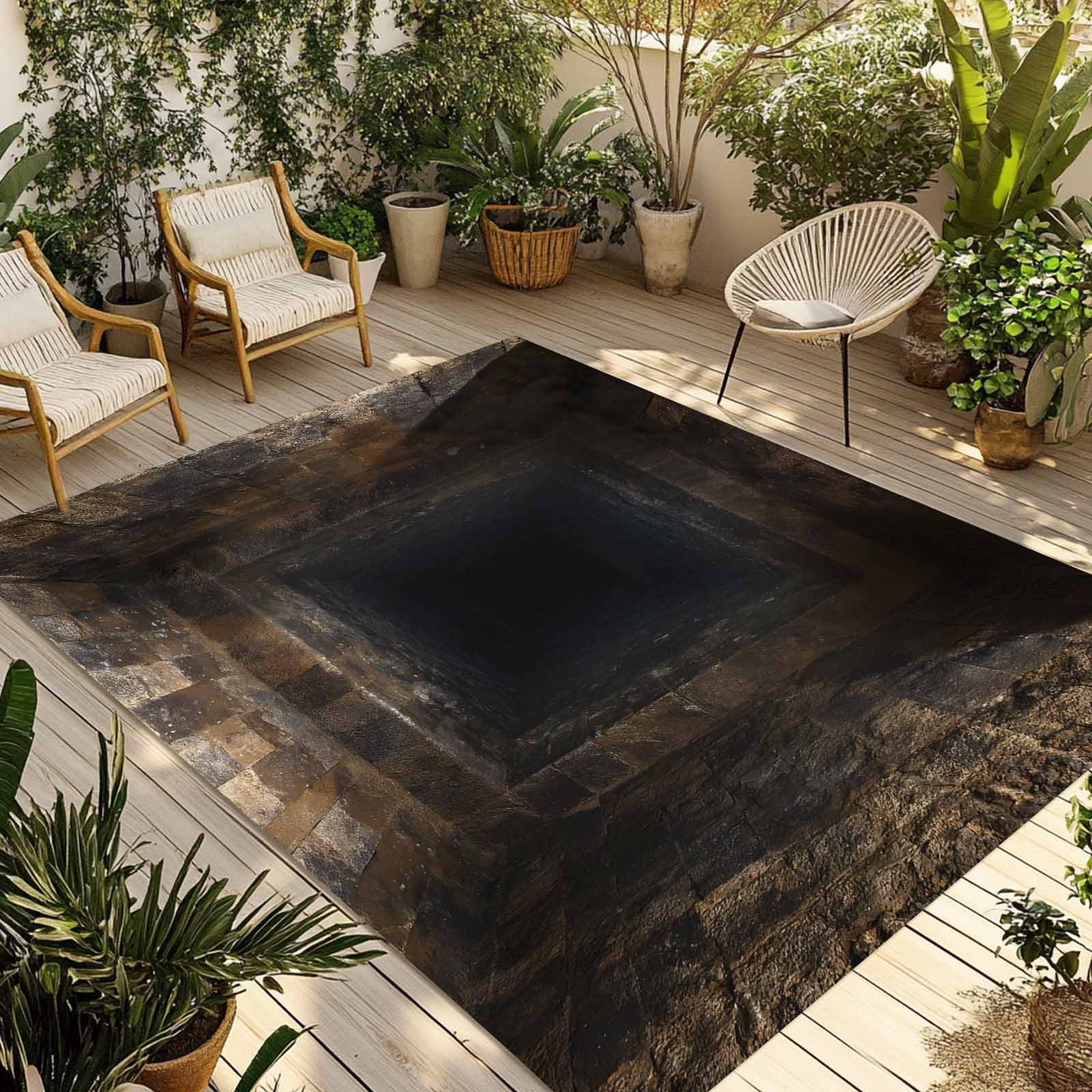 3D Optical Illusion Outdoor Rug 5x8 Ft - Reversible Patio Rug Outdoor ...