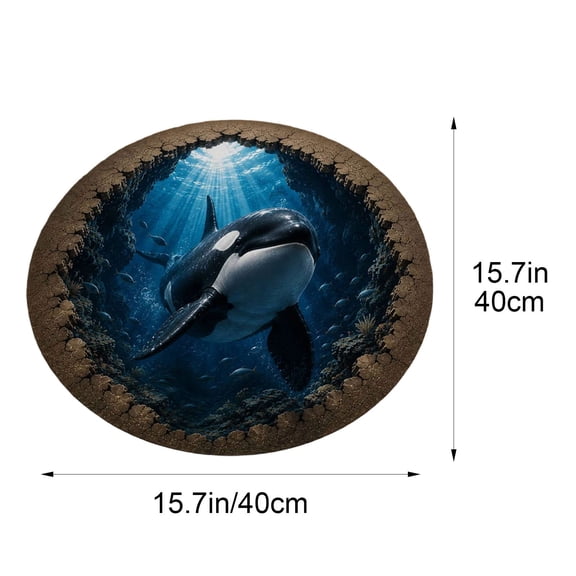 3D Optical Illusion Round Area Rug, Underwater Ocean Creature Crystal Velvet Non Slip Floor Mat, Soft Throw Carpet for Bedroom Living Room