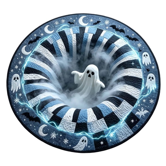 3D Optical Illusion Round Halloween Rug, Ghost Cave Stairwell Non- Decorative Floor Mat