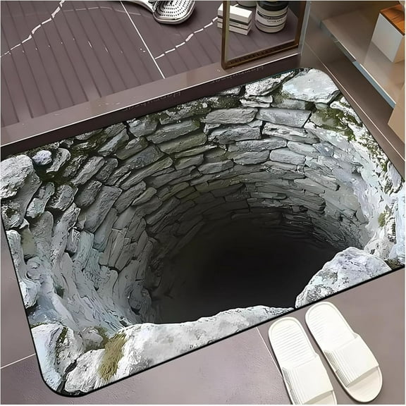 3D Optical Illusion Rug, 3D Hole Rug, Optical Illusion Rugs Hole, Slip-Resistant, Quick-Drying, for Indoor Outdoor Entrance, Living Room, Office, Bedroom, Study (Style03, 40 * 60cm/ 15.74 * 23.62in)
