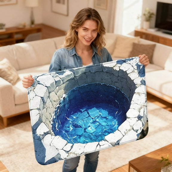 3D Optical Illusion Rug, 3D Rugs Door Mat, Non Visual Trap Opticals Illusions Hole Rug Doormat, Easy Clean Rugs That Looks Like a Hole Floor Mat Carpet, for Home Bathroom,35*23Inch