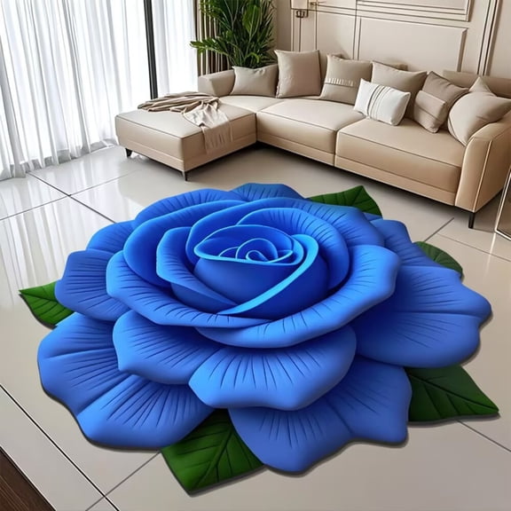 3D Optical Illusion Rug 3D Rugs Floral Plush & Diatomaceous Earth Floor Mat,3D Flower Rugs Optical Illusion,Diatomite Bathroom Bath Mat Quick Drying, Non-Slip & Water-Absorbent, 24" I
