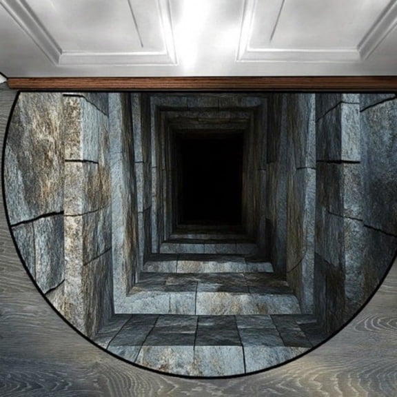 3D Optical Illusion Rug 3D Rugs Optical Illusion Optical Illusion Area Rug for Bedroom Living Room Vortex Trippy Carpet Brick Bottomless Hole Floor Mat Pad Doormat Home Decor, 31" F