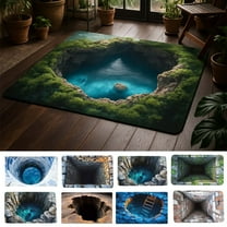 3D Optical Illusion Rug - Bottomless Hole Doormat, Creative 3D Print Entrance Rug, Non-Slip Indoor Outdoor Floor Mat for Living Room & Entryway, Eye-Catching Home Decor Rug, 15.7*23.6in, I