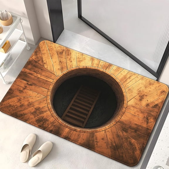 3D Optical Illusion Rug, Floor Mat For Indoor & Outdoor Use, Front Mat Entrance, Illusio 3D Trap Optical Outside Visual