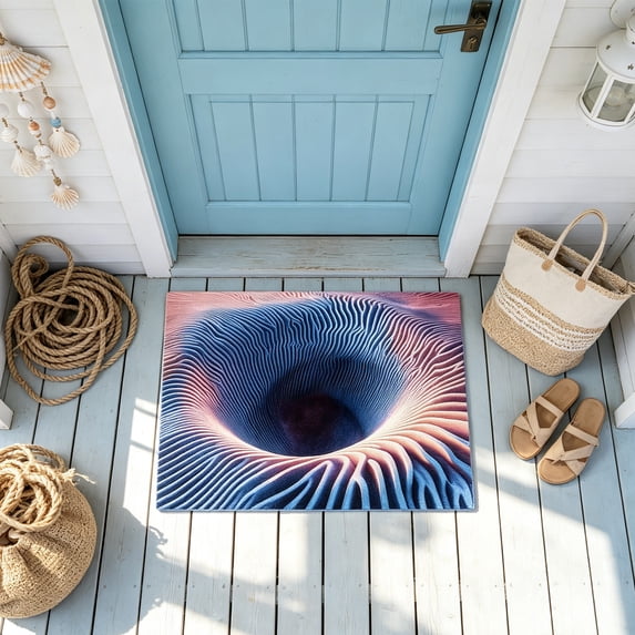 3D Optical Illusion Rug,Get Scared, Funny Door Mat Indoor Outdoor Entrance, Rugs with Visual Depth Effect, As Test & Game with Cat or Dog,Non-Slip Doormat for Bedroom, Living Room, Porch