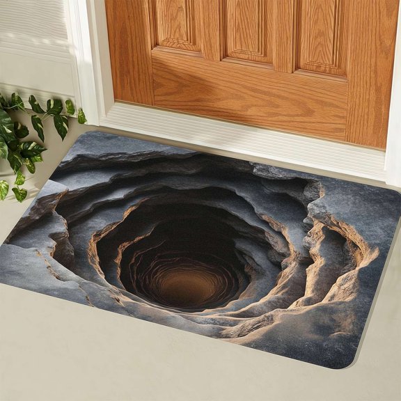 3D Optical Illusion Rug, Non-Slip Floor Mat for Indoor & Outdoor Use,Test & Play with Dog or Cat, Rug That Looks Like a Hole in The Ground,Easy Clean All-Weather Doormat for Entrance