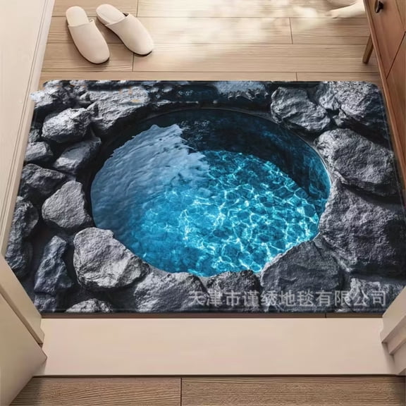 3D Optical Illusion Rug Optical Illusion Rug, 3D Hole Rugs That Look Like A Hole,Trap Optical Illusion Bottomless Non-Slip Doormat for Door Entrance, Bathroom, Stairs, Playroom, Living Room, 32x20" B