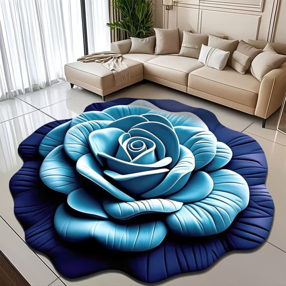 3D Optical Illusion Rug Optical Illusion Rug Floral Plush & Diatomaceous Earth Floor Mat,3D Flower Rugs Optical Illusion,Diatomite Bathroom Bath Mat Quick Drying, Non-Slip & Water-Absorbent, 24" F