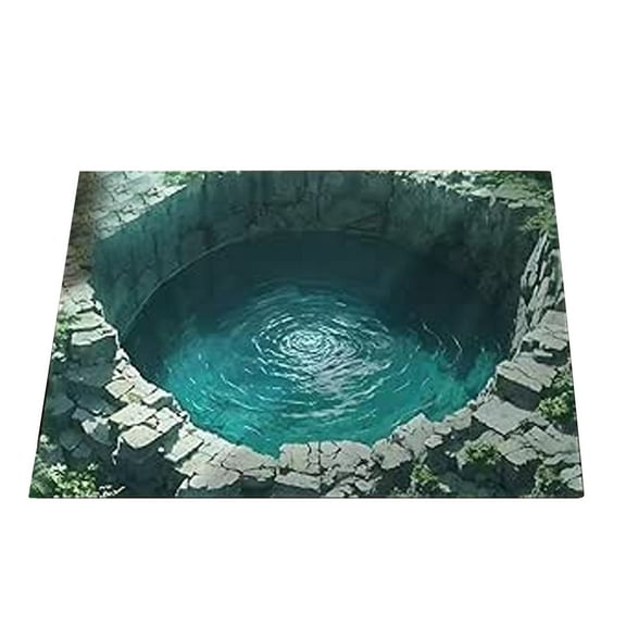 3D Optical Illusion Rug — Test & Play with Dog or Cat, Rug That Looks Like a Hole in The Ground, 3D Hole Rugs with Secure Non-Slip, Easy Clean All-Weather Doormat for Entrance G