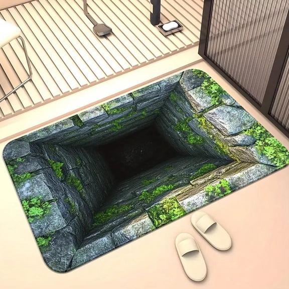 3D Optical Illusion Rug for Pet Fun, Realistic Hole Effect, Non-Slip Polyester Doormat