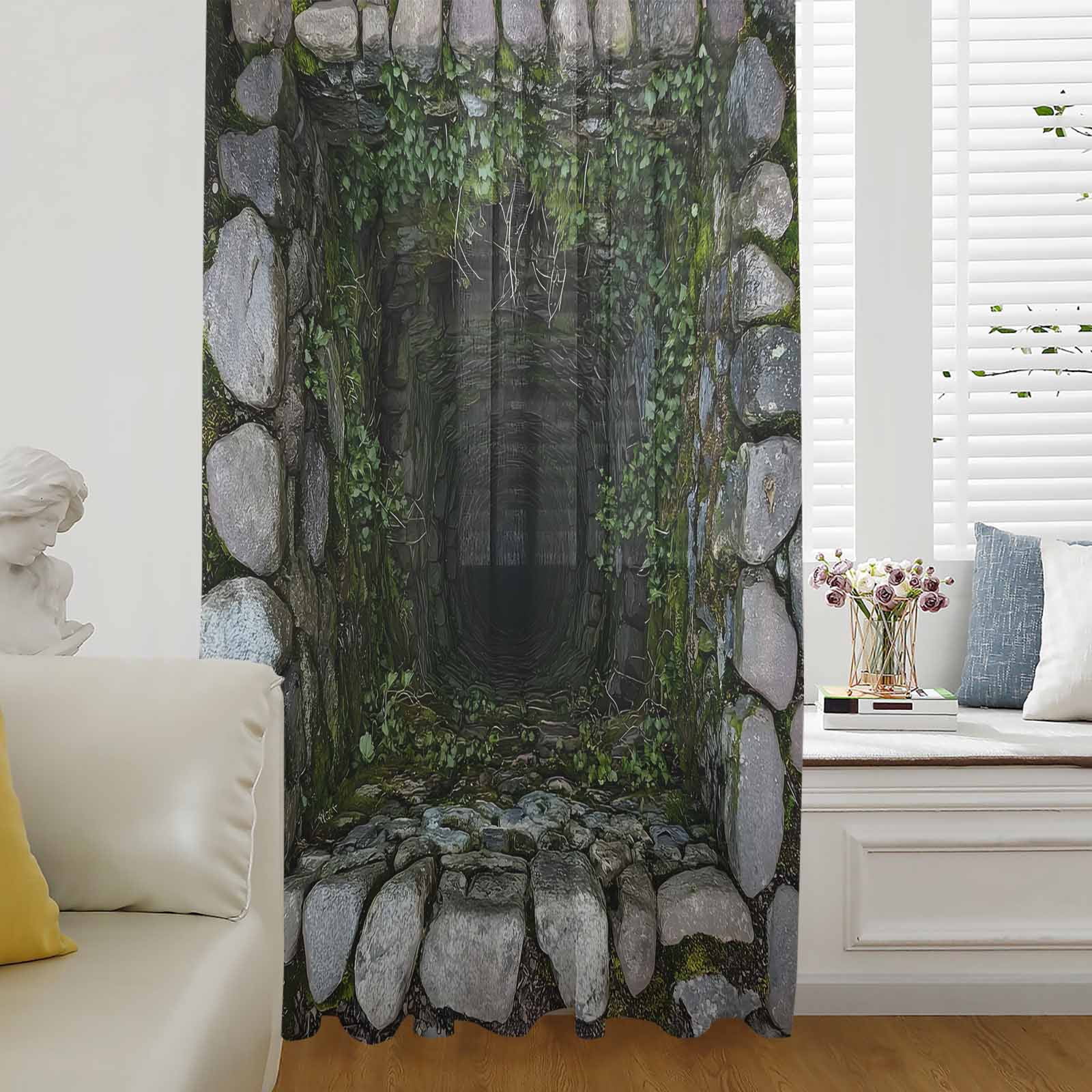 Visual Trap 3D Optical Illusion Sheer Curtains 108 Inches Long for Living Room ...