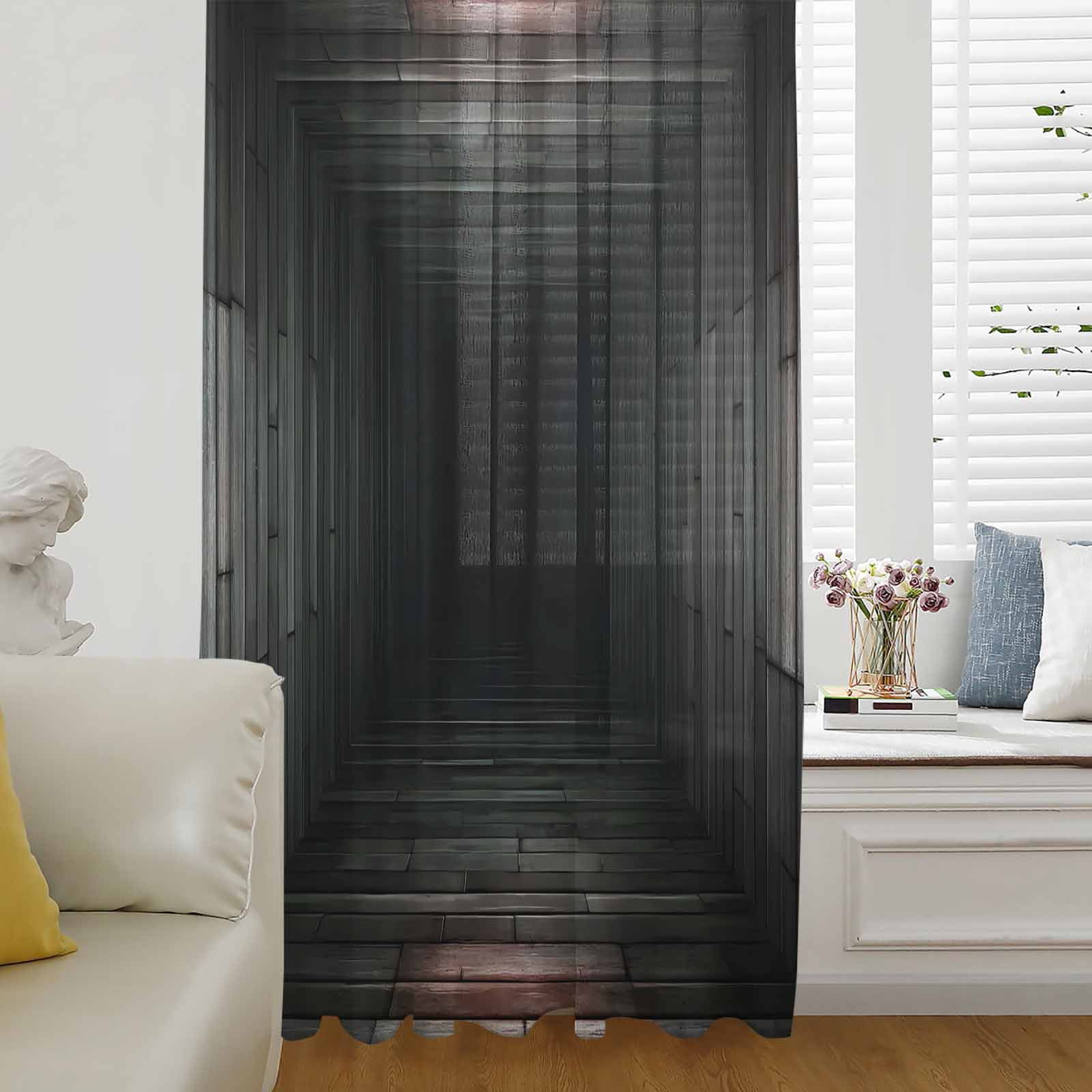 Visual Trap 3D Optical Illusion Sheer Curtains 45 Inches Long for Living Room ...