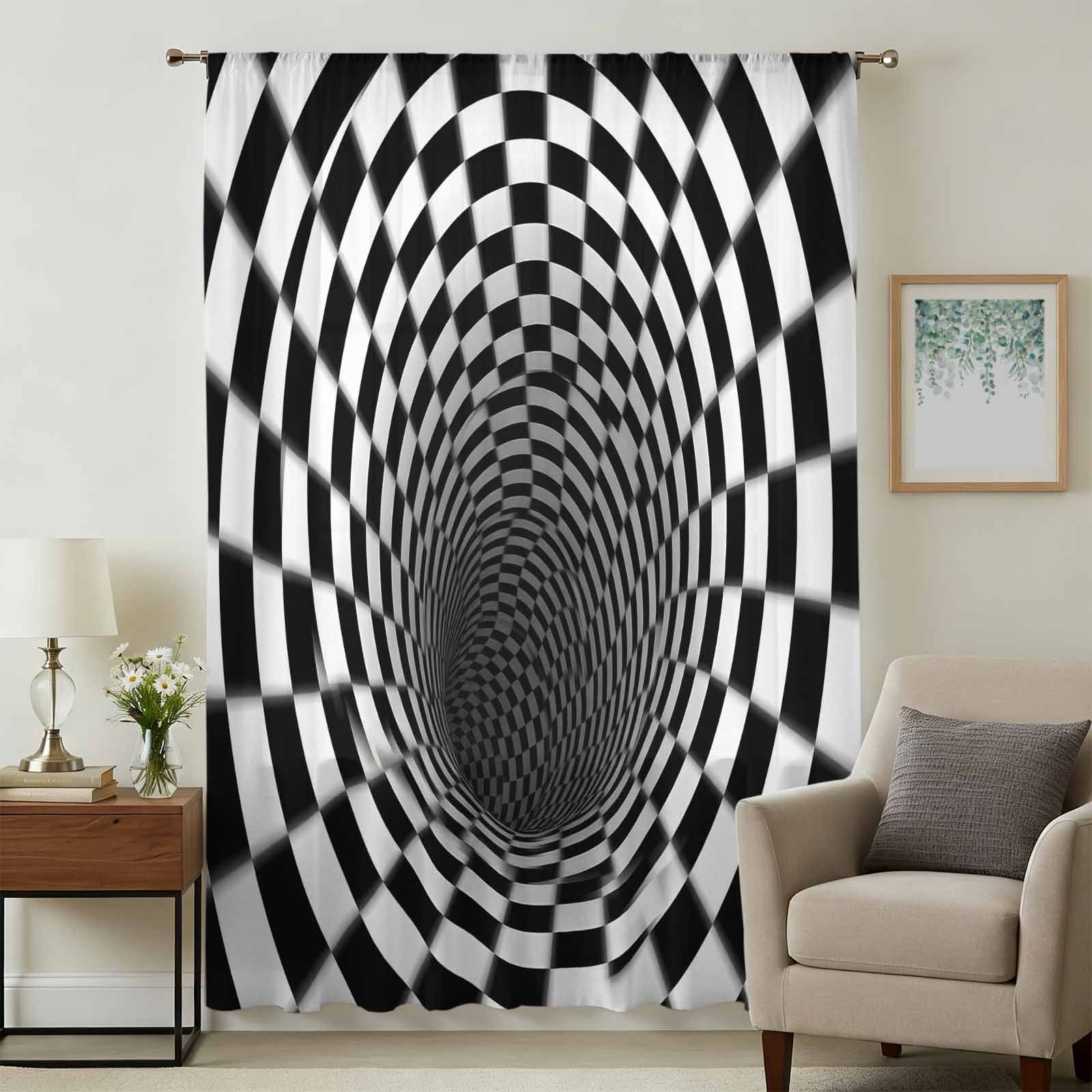 Visual Trap 3D Optical Illusion Sheer Curtains 45