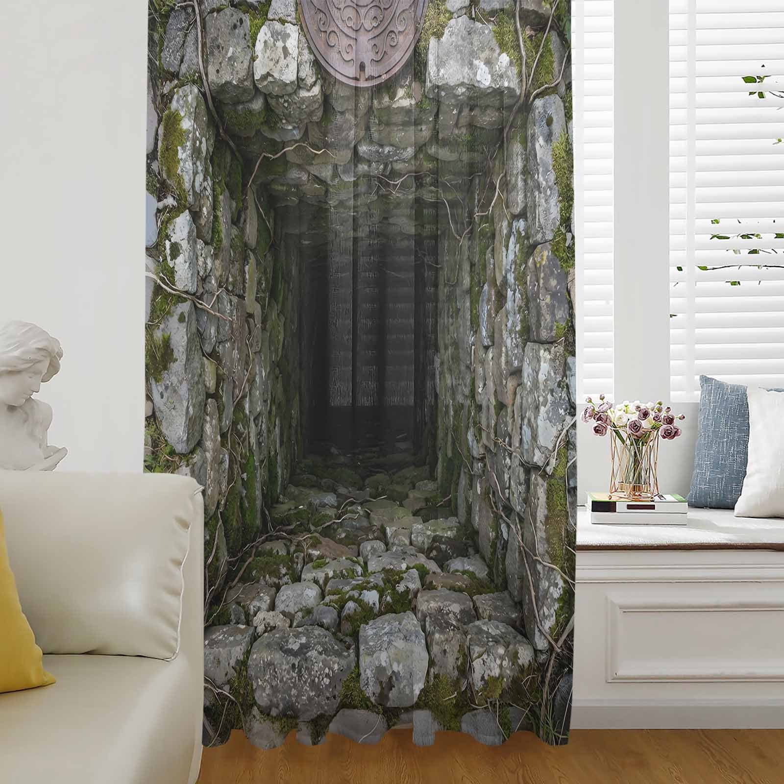Visual Trap 3D Optical Illusion Sheer Curtains 72 Inches Long for Living Room ...