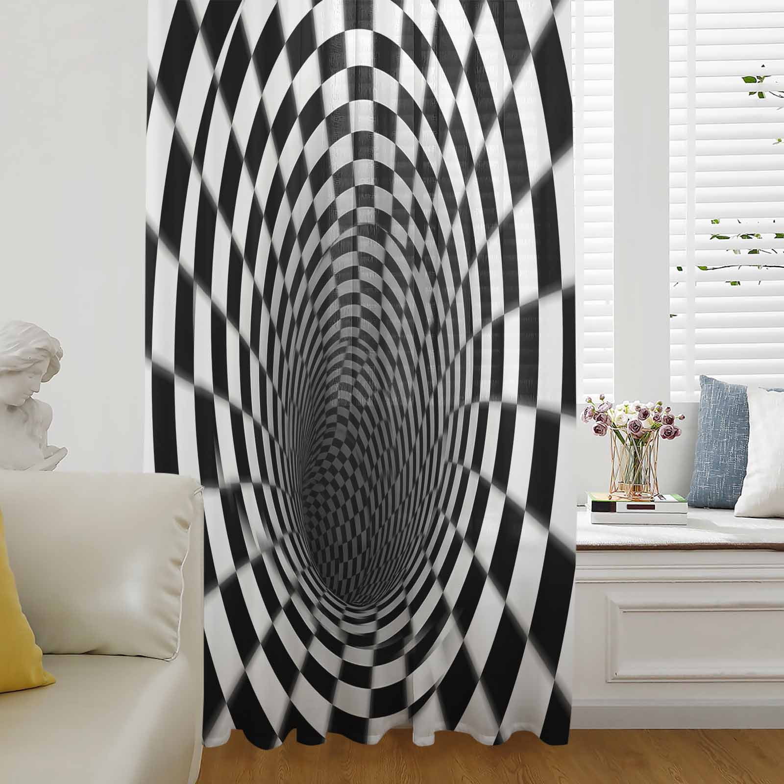 Visual Trap 3D Optical Illusion Sheer Curtains 96 Inches Long for Living Room ...