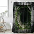 thumbnail image 1 of 3D Optical Illusion Small Stall Shower Curtain, Waterproof Shower Curtains for Bathroom, Visual Trap Looks Like Holes Green Grey Washable Fabric Bath Curtain for Bathtub with Hooks 36x78 Inches, 1 of 9