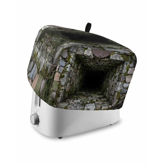 3D Optical Illusion Small Toaster Cover 2 Slice, Kitchen Appliance Covers, Visual Trap Looks Like Holes Teal Toaster Oven Cover with Loop, Bread Machine Cover Polyester Dust Cover Protection